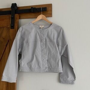 Ann Taylor Loft Light Gray Cropped Denim Jacket
